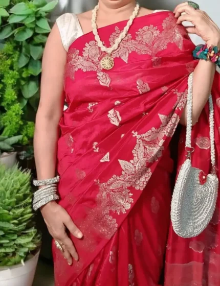 Banarasi Semi Raw Mango Silk Saree